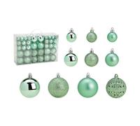 SVJ Home Decorations Boules de Noël 3/4/6 cm - 12x36x23 cm - Plastique - Vert - Set de 100