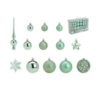 SVJ Home Decorations Boules de Noël 3/4/6 cm - 12x36x23 cm - Plastique - Vert - Set de 111