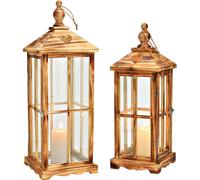 SVJ Lanterne Vintage - 0x0x0 cm - Bois - Marron - Set de 2