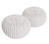 SVJ Tabouret Jula - 55x55x37 cm - Coton - Blanc - Set de 2