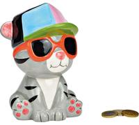 SVJ Tirelire Kat met bril - 10x11x16 cm - Céramique - Multi