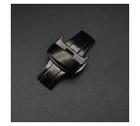 SVKVBNLNGK 12mm 14mm 16mm 18mm 20mm de haute qualité Boucle de papillon de haute qualité Double presse Exquisite Acier inoxydable Ceinture Buckle Accessoires Unisex Fermoir de montre(Black 12mm)