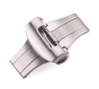 SVKVBNLNGK Boucle papillon double bouton en acier inoxydable mode noir or noir Fermoir de montre(Silver 22mm)