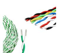 SVKVBNLNGK Câble de signal électronique en cuivre for 2 broches, isolé FEP, 26, 24, 22, 20, 18, 17, 15, 13 AWG, AFS200, paire torsadée Fil(Red White,10 METERS_15AWG (1.5MM2))