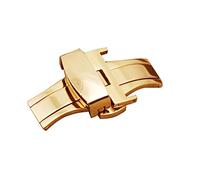 SVKVBNLNGK Double-clic Bouton de sangle en acier inoxydable 10 12 14 16 18 20 22 22 24mm Accessoires automatiques de haute qualité Boucle de déploiement papillon Fermoir de montre(12mm Gold)