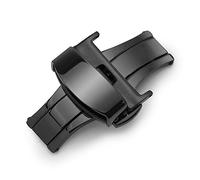 SVKVBNLNGK Mode double presse papillon boucle de montre bouton accessoire10 12 14 16 18 20 22 22 24mm ne montre pas de montre en acier inoxydable Fermoir de montre(22mm Black)