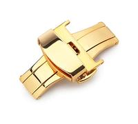 SVKVBNLNGK Mode double presse papillon boucle de montre bouton accessoire10 12 14 16 18 20 22 22 24mm ne montre pas de montre en acier inoxydable Fermoir de montre(10mm Gold)