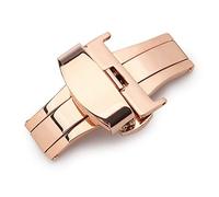 SVKVBNLNGK Mode double presse papillon boucle de montre bouton accessoire10 12 14 16 18 20 22 22 24mm ne montre pas de montre en acier inoxydable Fermoir de montre(10mm Rose Gold)