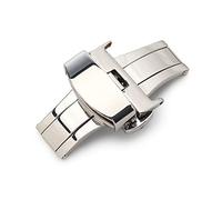 SVKVBNLNGK Mode double presse papillon boucle de montre bouton accessoire10 12 14 16 18 20 22 22 24mm ne montre pas de montre en acier inoxydable Fermoir de montre(22mm Silver)
