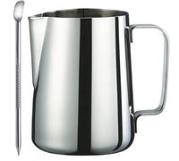 SVNR Pichet mousseur à lait en acier inoxydable pour machine à café, accessoires de barista pour faire du cappuccino, latte, lait mousseux, 600 ml, design élégant argenté