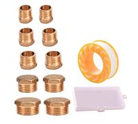 SVOCK 10 Pièces Capuchon Fileté en Laiton Mâle, Bouchon 05/10 08/13 12/17 15/21 20/27, 3/4 Male, Nourrice Plomberie avec Joint Plat et Boîte de Rangement