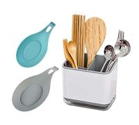 SVOCK Égouttoir Couverts de Cuisine, Organisateur Evier Cuisine, Range Couverts avec 3 Compartiments, Égouttoir à Couverts et Pot Et Porte-Cuillère, pour Ranger Couteaux, Fourchettes et Cuillères