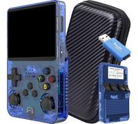 SVP Game R36S Console rétro portable 3,5" IPS 640 × 480, Snapdragon 6 Gen1, Adreno 710, Android 9 Gaming, WiFi, 1 + 8 Go, 43 439 jeux, PS1 PSP GBA SNES NES Arcade (Bleu 128 Go + Étui + USB)