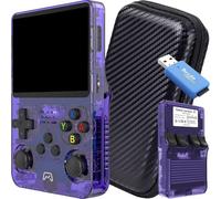 SVP Game R36S Console rétro portable 40 000 jeux et 25 émulateurs d'arcade PSP PS1 N64 NDS SN GB GBA GBC SNES NES CPS MAME Atari Jeu classique Violet 128 Go + Étui + USB