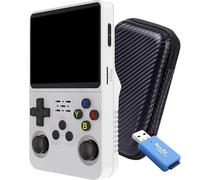 SVP Game - R36S Console rétro portable 40 000 jeux et 25 émulateurs d'arcade PSP PS1 N64 NDS SN GB GBA GBC SNES NES CPS MAME Atari - Game Console, jeux vidéo classiques (Blanc 128 Go + Étui + USB)
