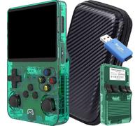 SVP Game R36S Console rétro portable avec étui et lecteur TF-USB, originale 2026, compatible avec 40 000 jeux, panneau IPS 3,5", Linux, x2 fentes TF, Bat. 3500 mAh (vert 128 Go + étui + USB)