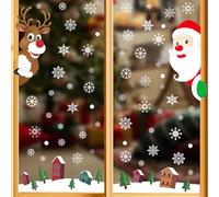 svpfuo Autocollants de fenêtre de Noël, autocollants pour fenêtre de Noël, PVC, collage électrostatique, Père Noël et rennes, convient pour une utilisation pendant la période de Noël