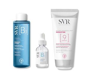 SVR - Pack Soins Visage Peaux Sensibles - Baume Démaquillant Sensifine + Essence Hydra B3 + Ampoule Hydra B3 - Nettoyage Doux, Hydratation Intense & Réparation Barrière Cutanée
