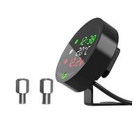 SVRITE 5 en 1 Compteur de TempéRature de L' de Moto VoltmèTre de Temps Rechargeable USB Compteur de Vision Nocturne LED avec Capteur de TempéRature