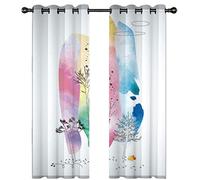 SVTUSR Lot De 2 Rideau Thermique Isolant Anti Froid, Rideaux Chambre pour Adulte Et Enfant, 3D Art des Arbres Blancs Et Colorés Motif Rideaux À Oeillets, Occultants Salon Cuisine 234X230Cm