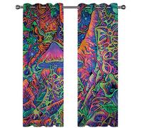 SVTUSR Lot De 2 Rideau Thermique Isolant Anti Froid, Rideaux Chambre pour Adulte Et Enfant, 3D Champignons Magiques Colorés Motif Rideaux À Oeillets, Occultants Salon Cuisine 264X214Cm