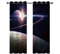 SVTUSR Lot De 2 Rideau Thermique Isolant Anti Froid, Rideaux Chambre pour Adulte Et Enfant, 3D Ciel Étoilé Bleu Profond Motif Rideaux À Oeillets, Occultants Salon Cuisine 200X214Cm