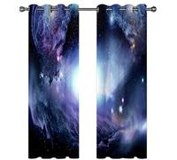 SVTUSR Lot De 2 Rideau Thermique Isolant Anti Froid, Rideaux Chambre pour Adulte Et Enfant, 3D Ciel Étoilé De Rêve Violet Et Bleu Motif Rideaux À Oeillets, Occultants Salon Cuisine 200X214Cm