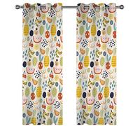 SVTUSR Lot De 2 Rideau Thermique Isolant Anti Froid, Rideaux Chambre pour Adulte Et Enfant, 3D Fruit Mignon Jaune Clair Motif Rideaux À Oeillets, Occultants Salon Cuisine 264X214Cm