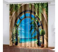 SVTUSR Rideau Occultant Thermiques pour Salon Et Chambre 200X214Cm 3D Porte en Pierre d'art À La Mode Motif Rideaux À Oeillets Et Draperies Intérieurs Isolant Thermique Et Phonique, 2 Panneaux