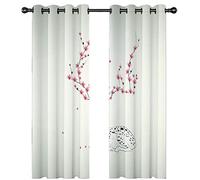 SVTUSR Rideau Salon Occultant 3D Cerf Sika Blanc Et Rose Motif Rideaux À Oeillets 264X214Cm 2 Panneaux Rideaux Grande Largeur Décoration De Fenêtre pour Chambre, Isolant Thermique Et Phonique