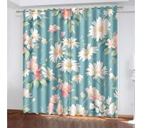 SVTUSR Rideau Salon Occultant -Isolant Thermique Rideaux À Oeillets Décoration De Fenêtre pour Chambre Enfant, 3D des Fleurs Bleues Et Roses S'Épanouissent Derrière Le Rideau Motif 200X160Cm 2 Pann