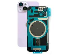 SVV Coque arrière, cache batterie compatible avec iPhone 14. Pré-assemblé : avec aimant, support métallique, bagues pour appareil photo, etc. Verre arrière de remplacement. OEM (Lila)