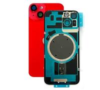 SVV Coque arrière, cache batterie compatible avec iPhone 14. Pré-assemblé : avec aimant, support métallique, bagues de caméra, etc. Verre arrière de remplacement. OEM (Rouge)