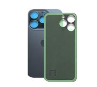 SVV Coque arrière (couvercle de batterie) compatible avec iPhone 15 Pro. Verre arrière de rechange avec trou pour appareil photo élargi pour un montage facile. OEM (bleu)