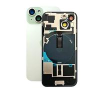 SVV Coque arrière, couvercle de batterie compatible avec iPhone 15 séries. Prémonté : avec câble flexible QI/NFC, aimant, support métallique, anneaux de caméra, etc. Exactement comme sur la photo