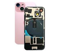 SVV Coque arrière, couvercle de batterie compatible avec iPhone 15 Series. Prémonté : avec câble flexible QI/NFC, aimant, support métallique, anneaux de caméra, etc. Exactement comme sur la photo