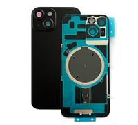 SVV Coque arrière, protection de batterie compatible avec iPhone 14. Pré-assemblée : avec aimant, support métallique, bagues pour caméra, etc. Verre arrière de remplacement. OEM (Noir)