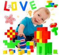SVYHUOK Construction Magnetique Enfant 32 Pièces Cube Jeux Magnetique, Colorés Bloc Magnetique Jouet, Montessori Educatif Magnetic Blocks,Cadeau Filles Garçons pour Pâques Anniversaire Noël