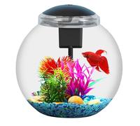 SW PRODUCTS Aquarium globe de 10 litres, kit de démarrage idéal pour Betta/Nano/Goldfish, aquarium Betta avec filtre et lumière, adaptateur secteur, plastique transparent résistant aux chocs,