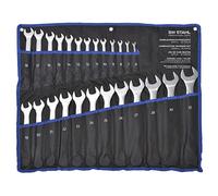SW-Stahl 00925L Jeu de 25 Clés Mixtes ourche et Oeil 6-32 mm | Outils en acier chrome-vanadium de haute qualité, têtes biseautées à 15°, étui à roulettes pratique, finition mate.