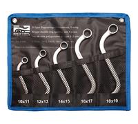 SW-Stahl 01905L Jeu de Clés Mixtes en S, 10-19 mm, 5 Pièces | Clés polygonales coudées en acier chrome-vanadium, profil douze pans, pour accès difficiles, avec trousse à roulettes.