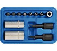 SW-Stahl 61719L Jeu de clés à douilles spéciales 1/4 pouce 12 pièces I pour climatisation I Boîte à noix I Douilles spéciales 8 pans