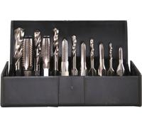 SW-Stahl 82230L Jeu de forets + embouts filetés 1/4 pouce HSS rectifiés, 12 pièces M3-4-5-6-8-10