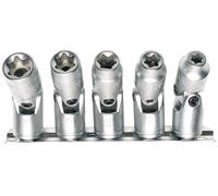 SW-Stahl Jeu de 5 Douilles Articulées Profil E, E6-E14, Carré 3/8 Pouces