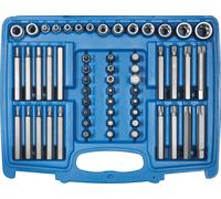 SW-Stahl Jeu de 56 embouts et douilles, T, E, XZN, 6 pans 3/8 et 1/2 pouces, 04475L