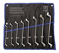 SW-Stahl Jeu de Clés Mixtes, 6-22 mm, Contrecoudées, 8 Pièces 01508L | Outils en acier chrome-vanadium pour vis profondes, têtes polies, chromé mat, avec étui à roulettes pratique