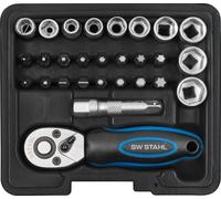 SW-Stahl S2143 Jeu de clés à douilles I 29 pièces I 1/4 pouce I Coffret à outils qualité industrielle