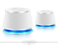 SW102 Computer Speakers,5W*2,Light Body,Strong Bass,Stereo Power 2.0 USB 3.5mm Audio Port,Multimedia Speakers,Speakers for PC,Laptop,White