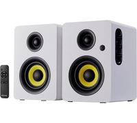 SW208 Lot de 2 enceintes d'étagère Bluetooth actives 3" - 60 W - DAC 24 bits intégré - Son 3D Surround dynamique - Moniteur PC - Blanc