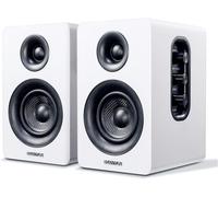 SW208 Lot de 2 enceintes d'étagère Bluetooth actives 3" - 60 W - DAC 24 bits intégré - Son 3D Surround dynamique - Moniteur PC - Blanc
